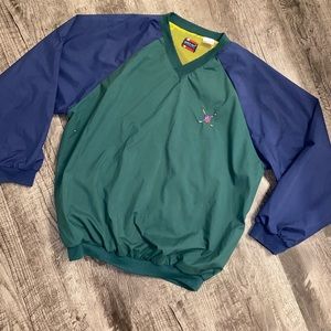 Vintage Bugle Boy Classics Golf Men's Size XL Green Windbreaker Pullover Jumper